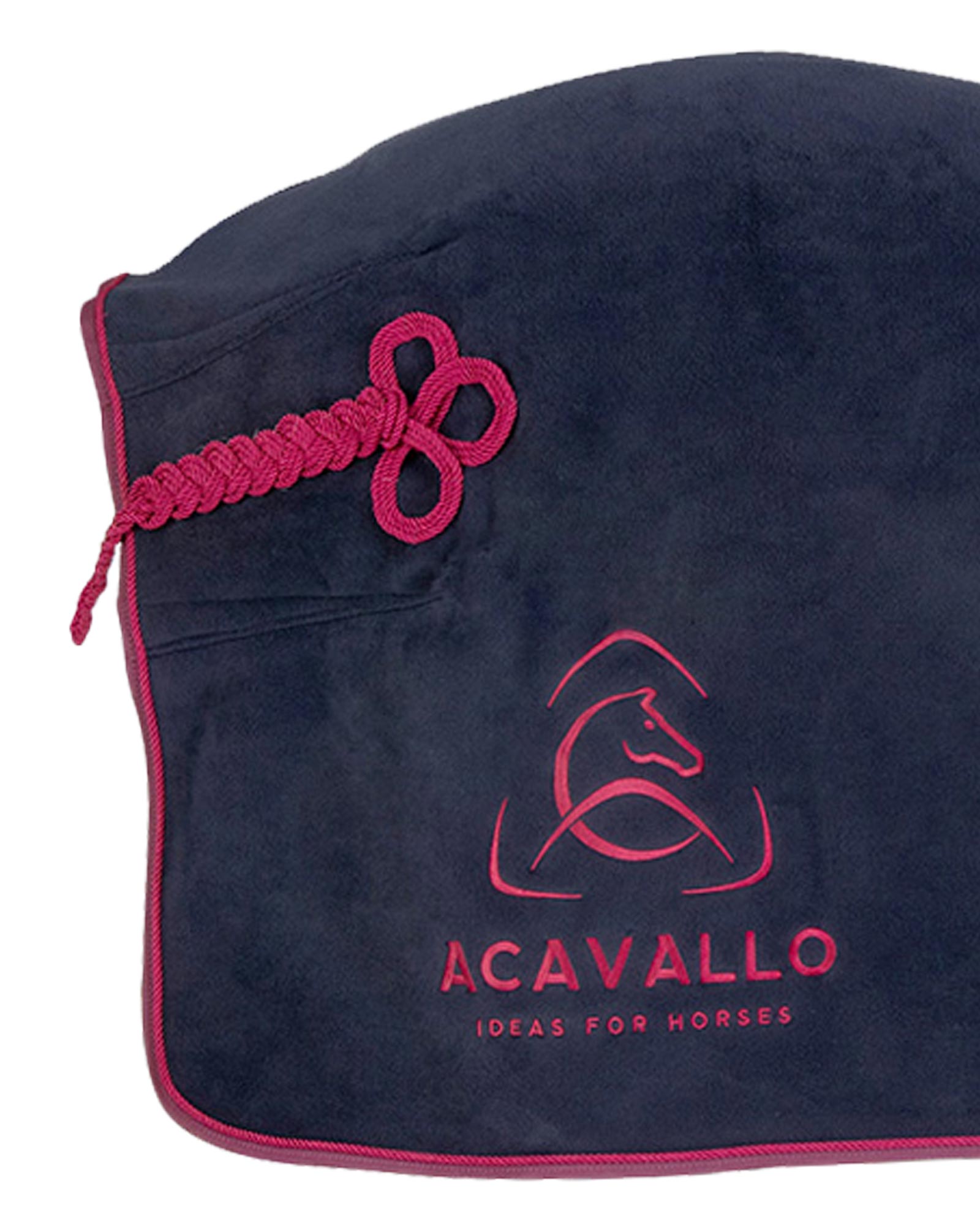 Acavallo Fleece Stable Rug Padded Collar 800G Navy/Burgundy