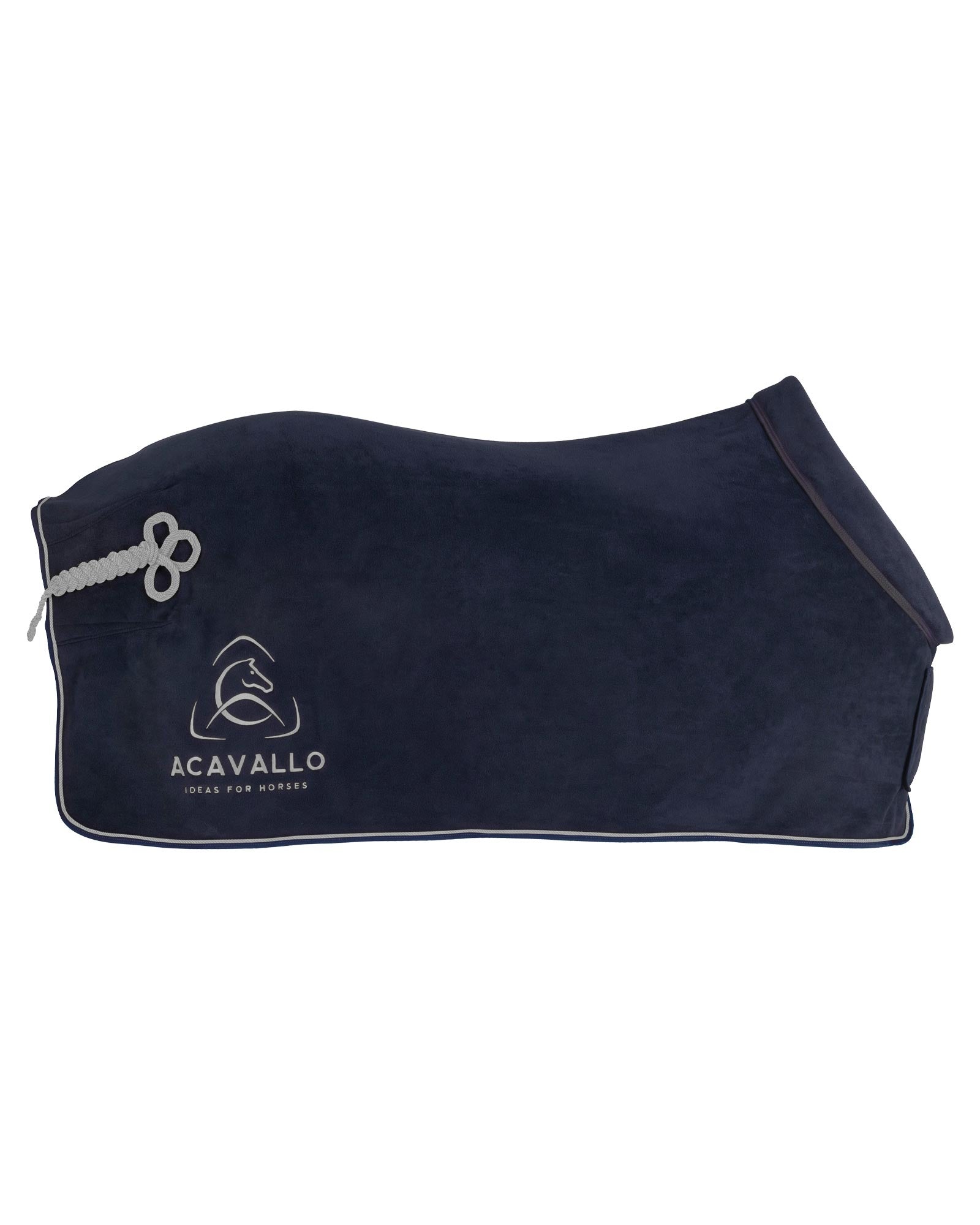 Acavallo Fleece Stable Rug Padded Collar 800G Navy/Grey