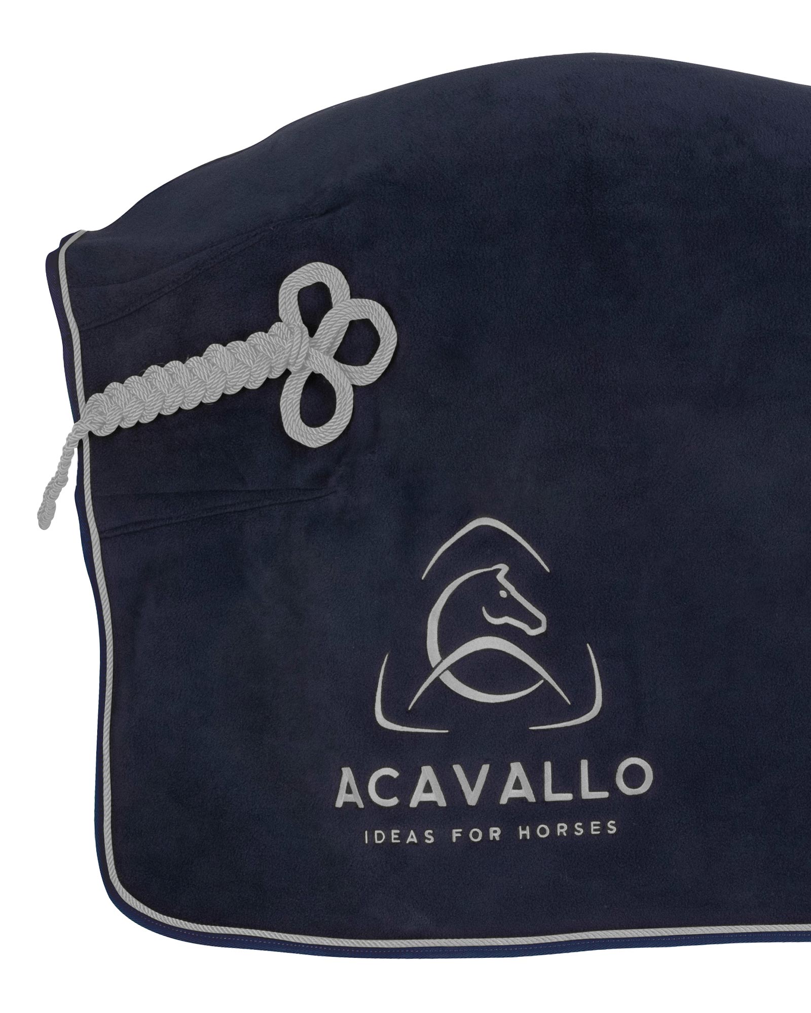 Acavallo Fleece Stable Rug Padded Collar 800G Navy/Grey