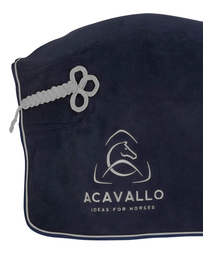 Acavallo Fleece Stable Rug Padded Collar 800G Navy/Grey