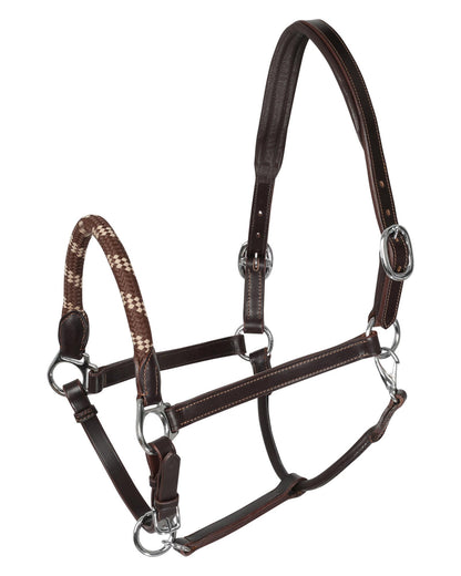 Acavallo Halter Anatomical Leather Rope Noseband Dark Brown