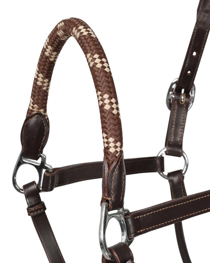 Acavallo Halter Anatomical Leather Rope Noseband Dark Brown