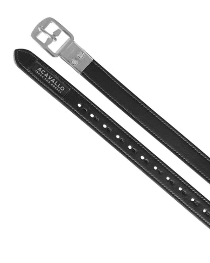 Acavallo Calfskin Stirrup Leathers Encased Buckle Black