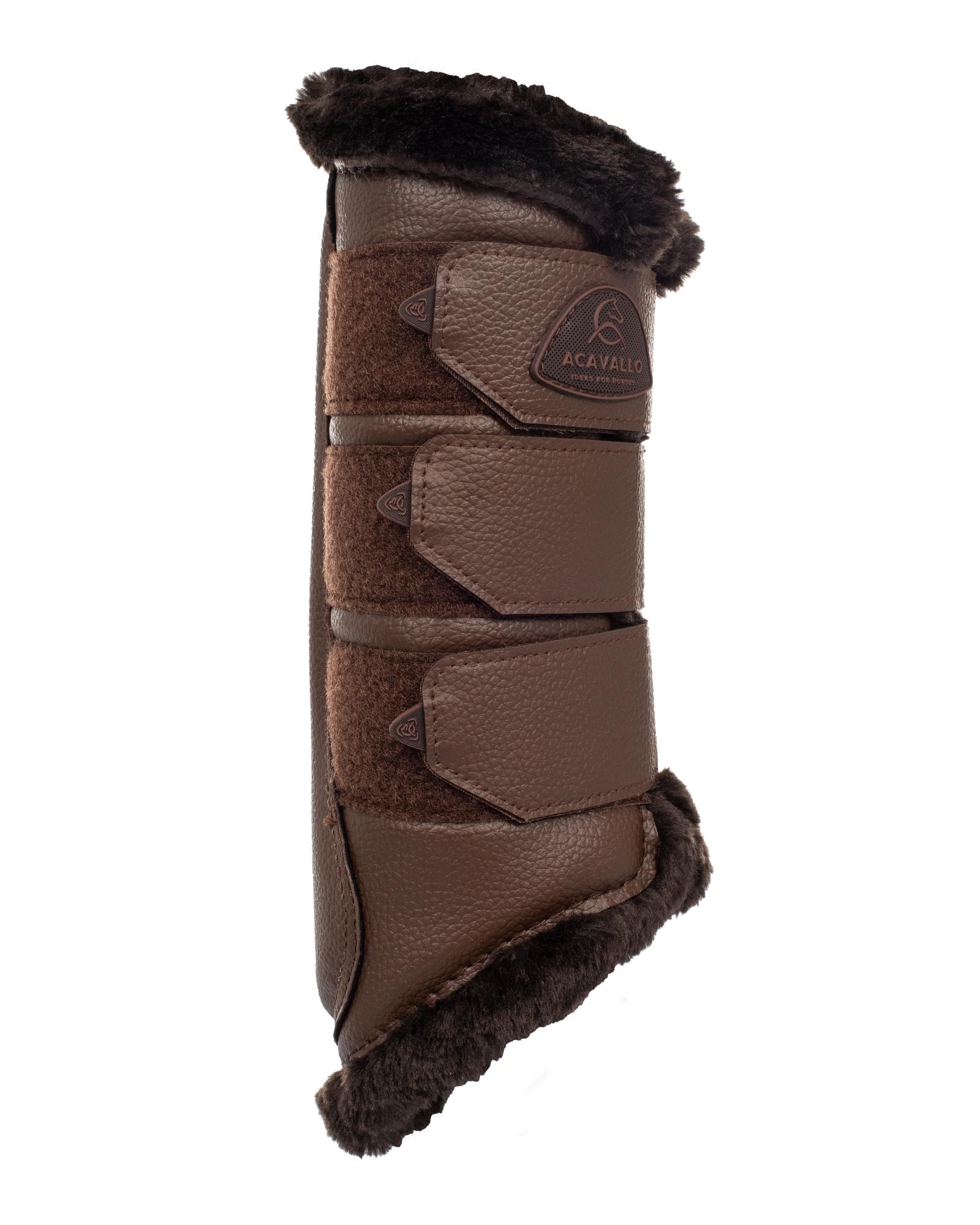 Acavallo Hind Brushing Boots Faux Leather & Faux Sheepskin Dark Brown