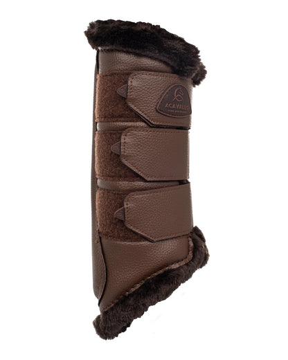 Acavallo Hind Brushing Boots Faux Leather & Faux Sheepskin Dark Brown