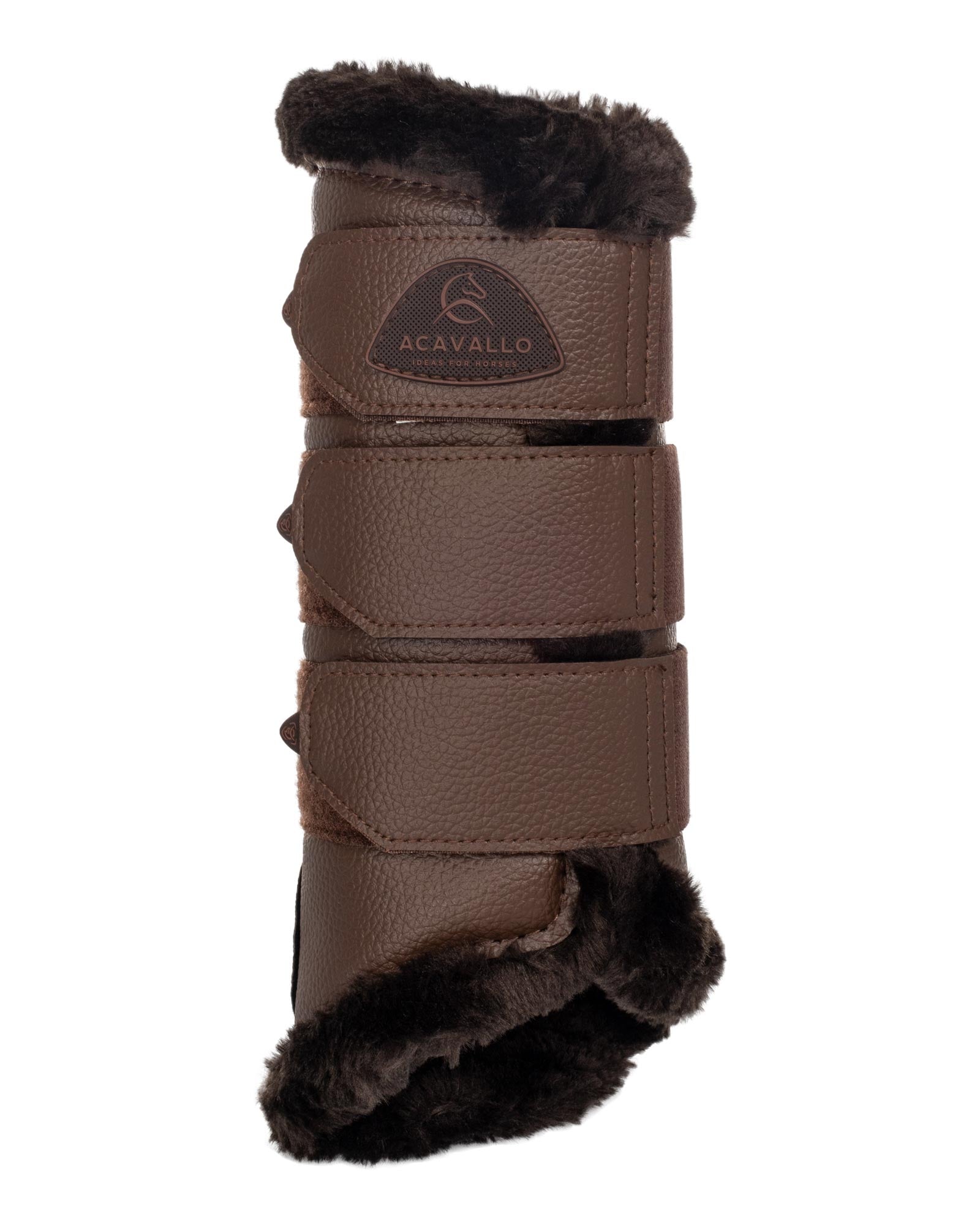 Acavallo Hind Brushing Boots Faux Leather & Faux Sheepskin Dark Brown