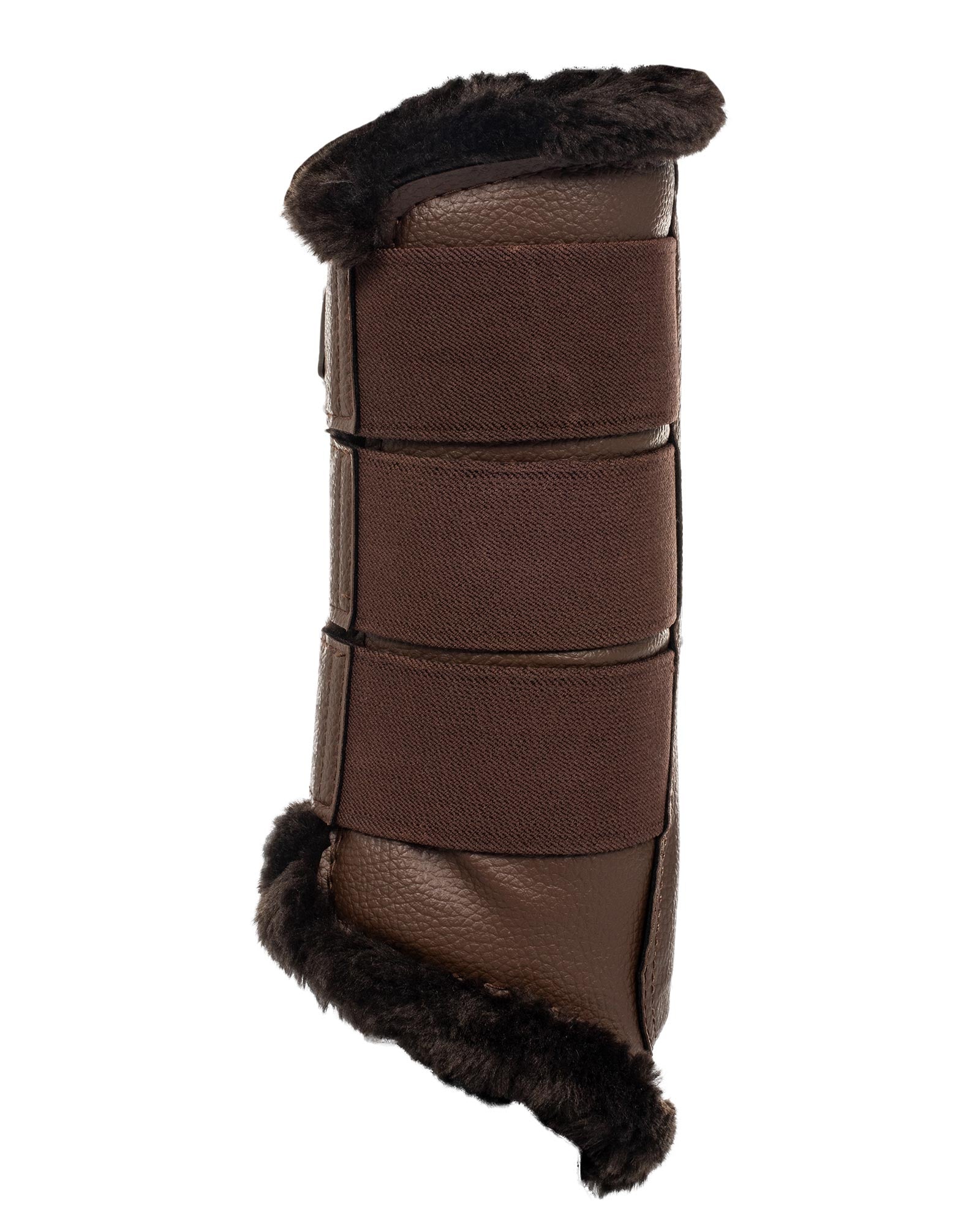 Acavallo Hind Brushing Boots Faux Leather & Faux Sheepskin Dark Brown
