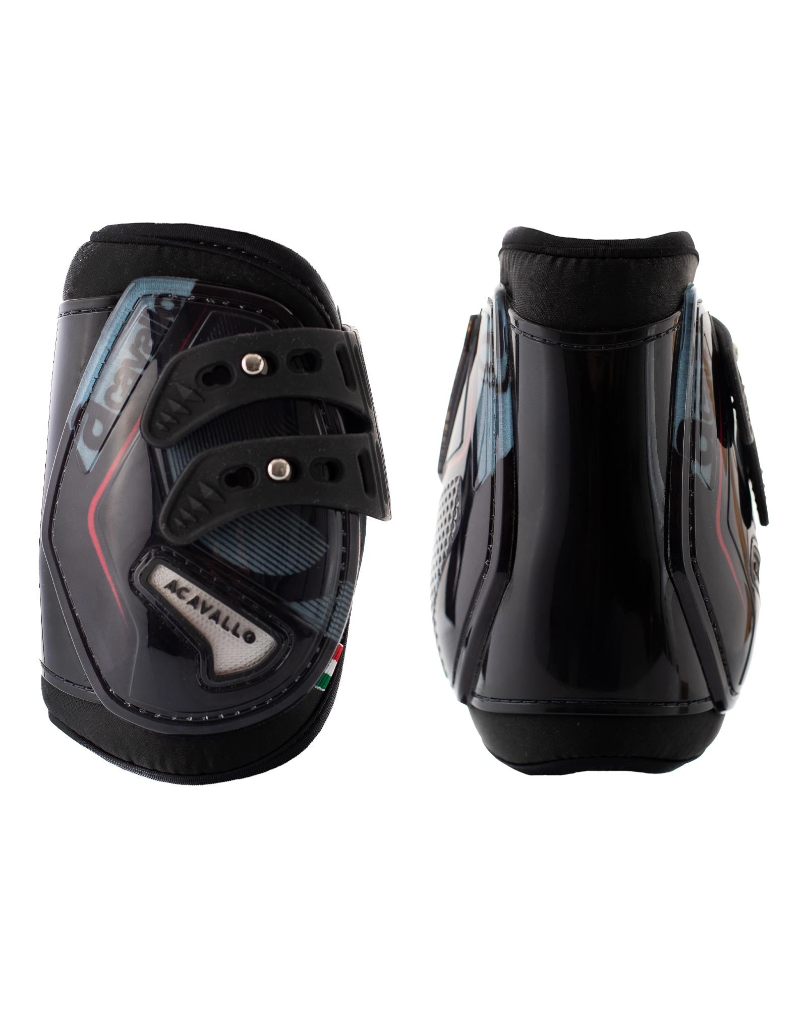 Acavallo Opera Fetlock Boots Elastic And Button Fastening Black/Red