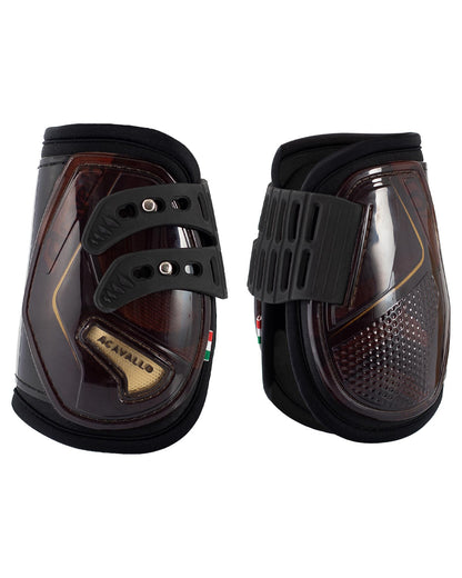 Acavallo Opera Fetlock Boots Elastic And Button Fastening Brown/Titanium Gold