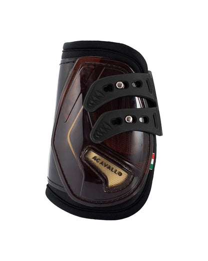 Acavallo Opera Fetlock Boots Elastic And Button Fastening Brown/Titanium Gold
