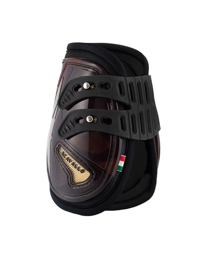 Acavallo Opera Fetlock Boots Elastic And Button Fastening Brown/Titanium Gold