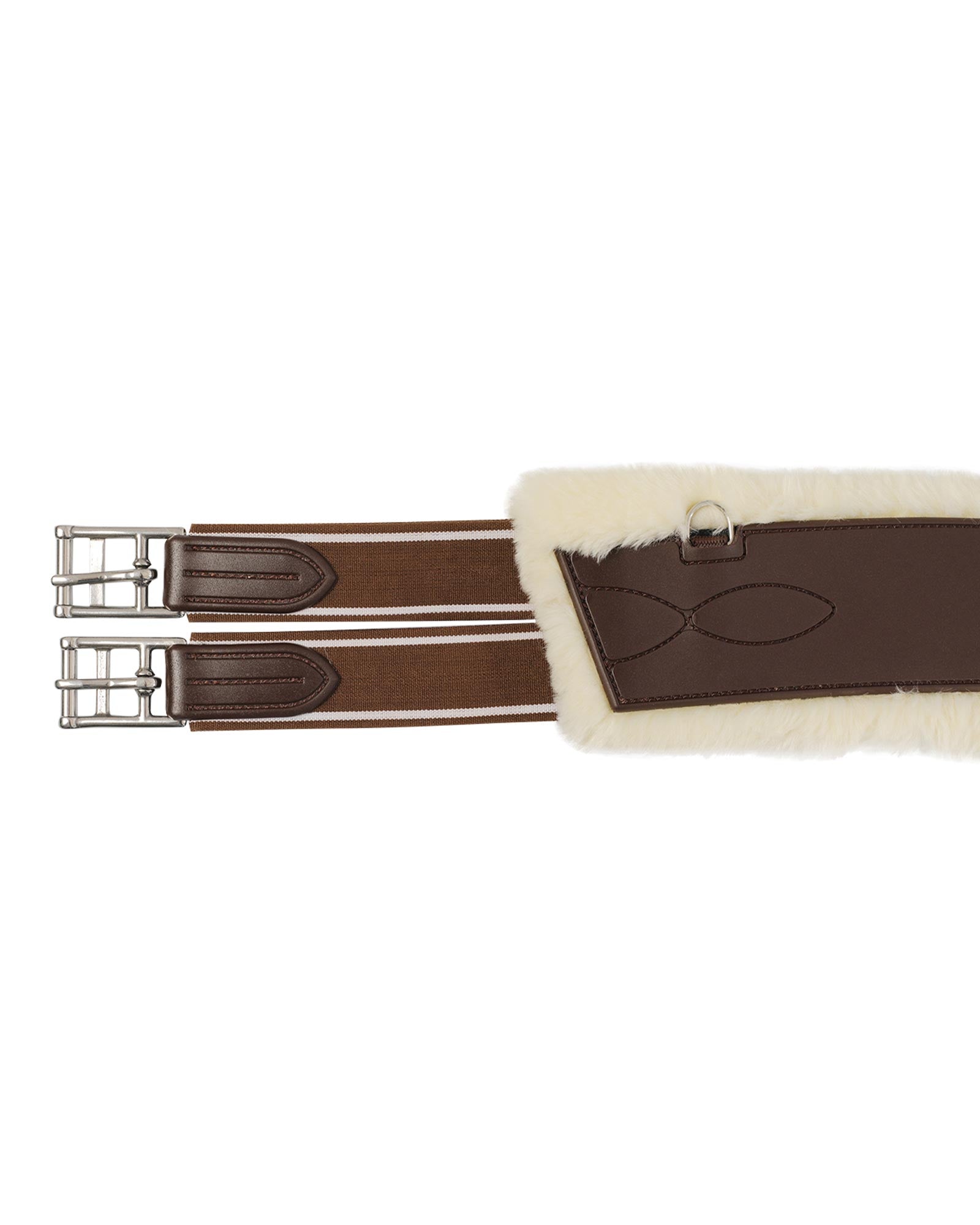 Acavallo Jumping Girth Classic Gel Pvc Detachable Faux Sheepskin Dark Brown