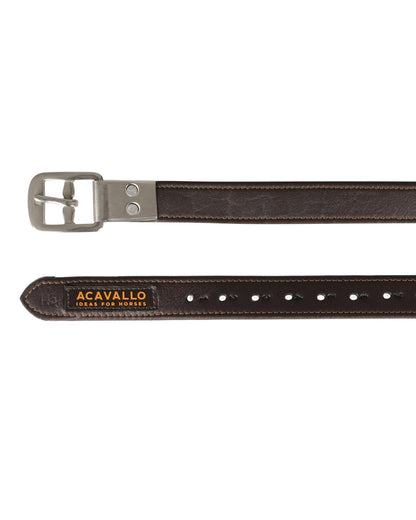 Acavallo Calfskin Stirrup Leathers Encased Buckle Dark Brown