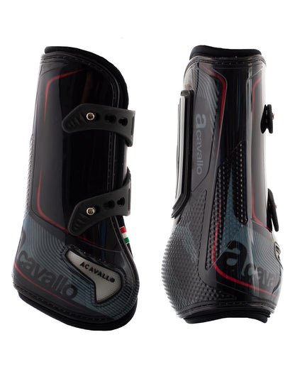 Acavallo Opera Tendon Boots Elastic And Button Fastening Black/Red