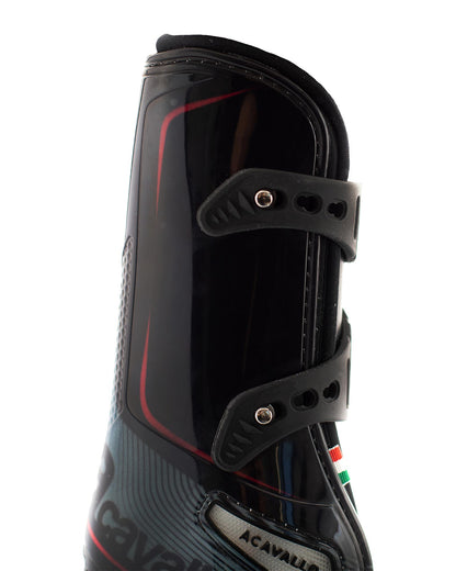Acavallo Opera Tendon Boots Elastic And Button Fastening Black/Red