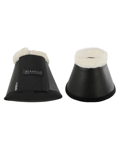 Acavallo Eco-Leather Bell Boots Faux Sheepskin & Hook-And-Loop Closure Black