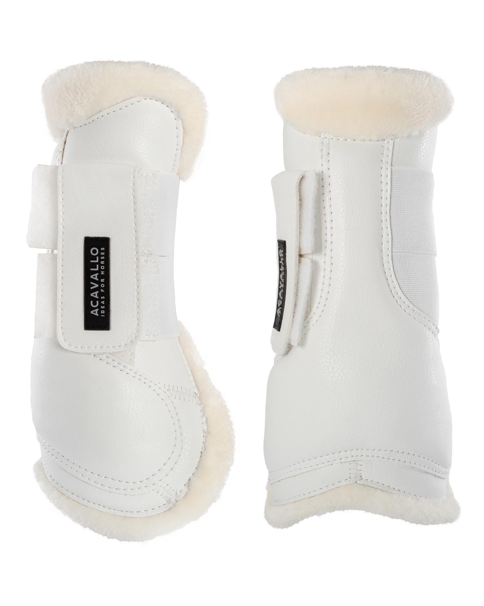 Acavallo Jumping Tendon Boots Faux Sheepskin & Hook-And-Loop Closure White