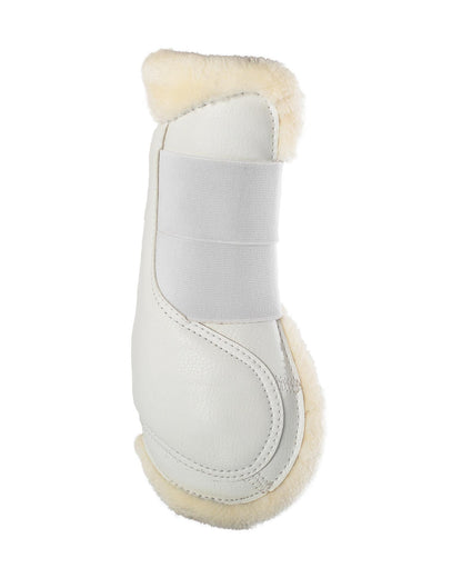 Acavallo Jumping Tendon Boots Faux Sheepskin & Hook-And-Loop Closure White