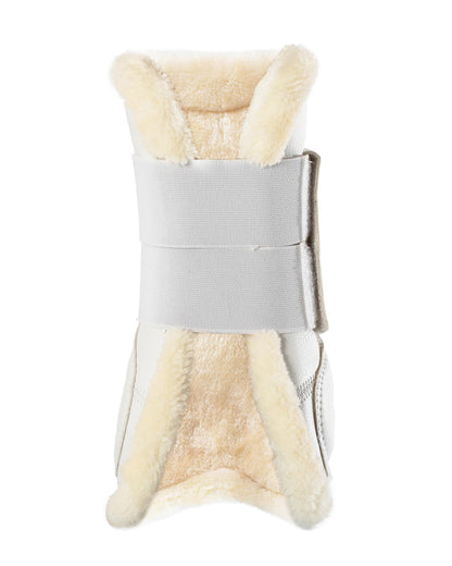 Acavallo Jumping Tendon Boots Faux Sheepskin & Hook-And-Loop Closure White