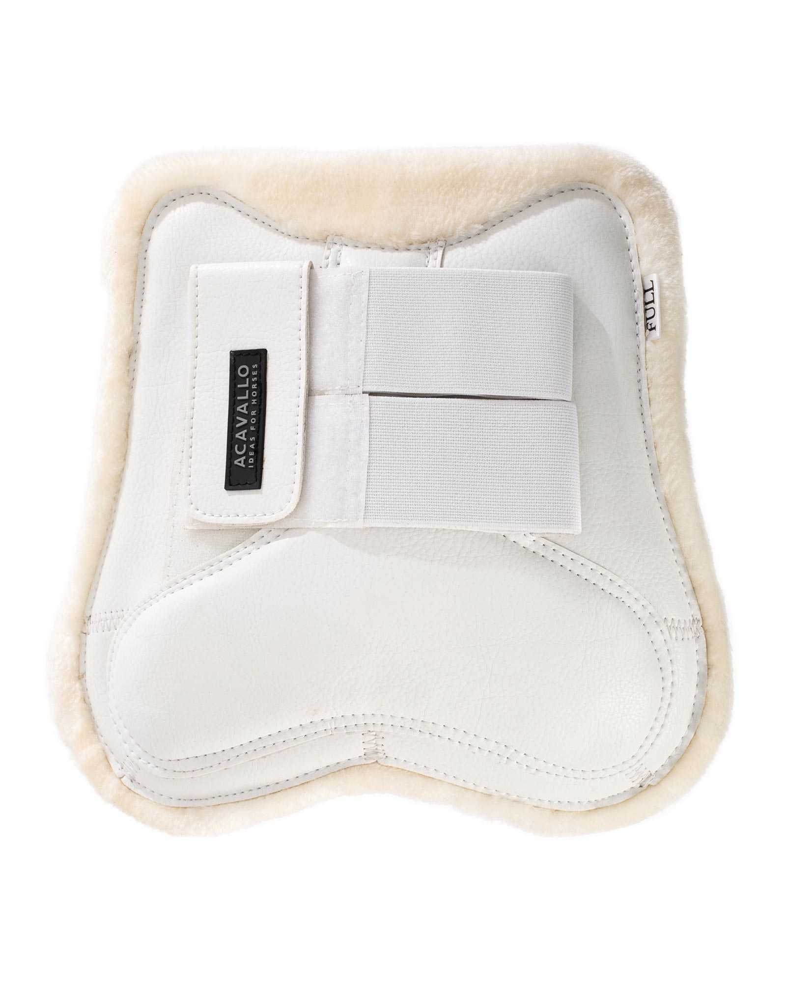 Acavallo Jumping Tendon Boots Faux Sheepskin & Hook-And-Loop Closure White