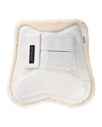 Acavallo Jumping Tendon Boots Faux Sheepskin & Hook-And-Loop Closure White
