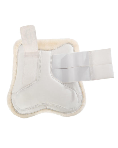 Acavallo Jumping Tendon Boots Faux Sheepskin & Hook-And-Loop Closure White