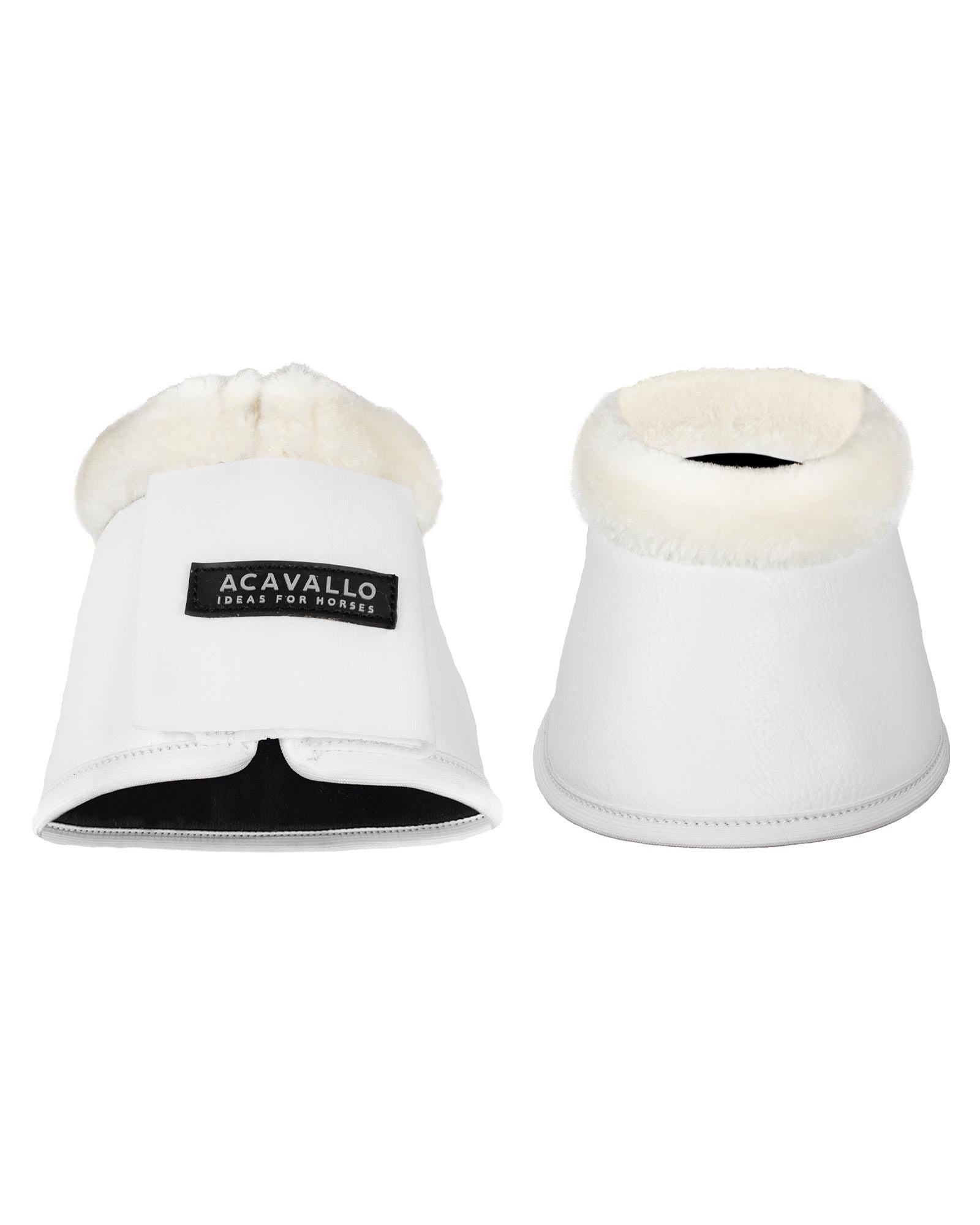 Acavallo Eco-Leather Bell Boots Faux Sheepskin & Hook-And-Loop Closure White