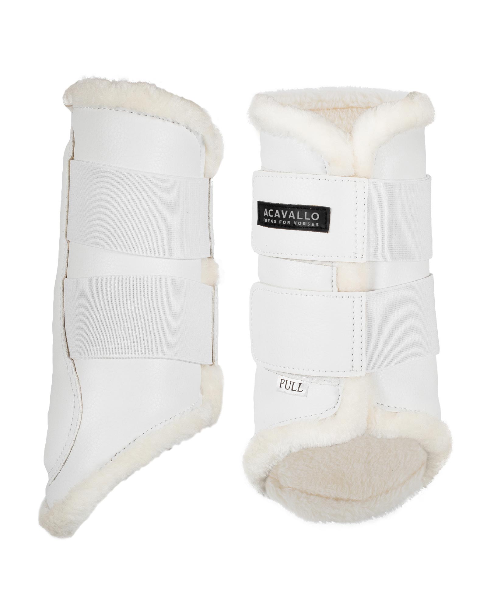 Acavallo Front Brushing Boots Faux Sheepskin & Hook-And-Loop Closure White
