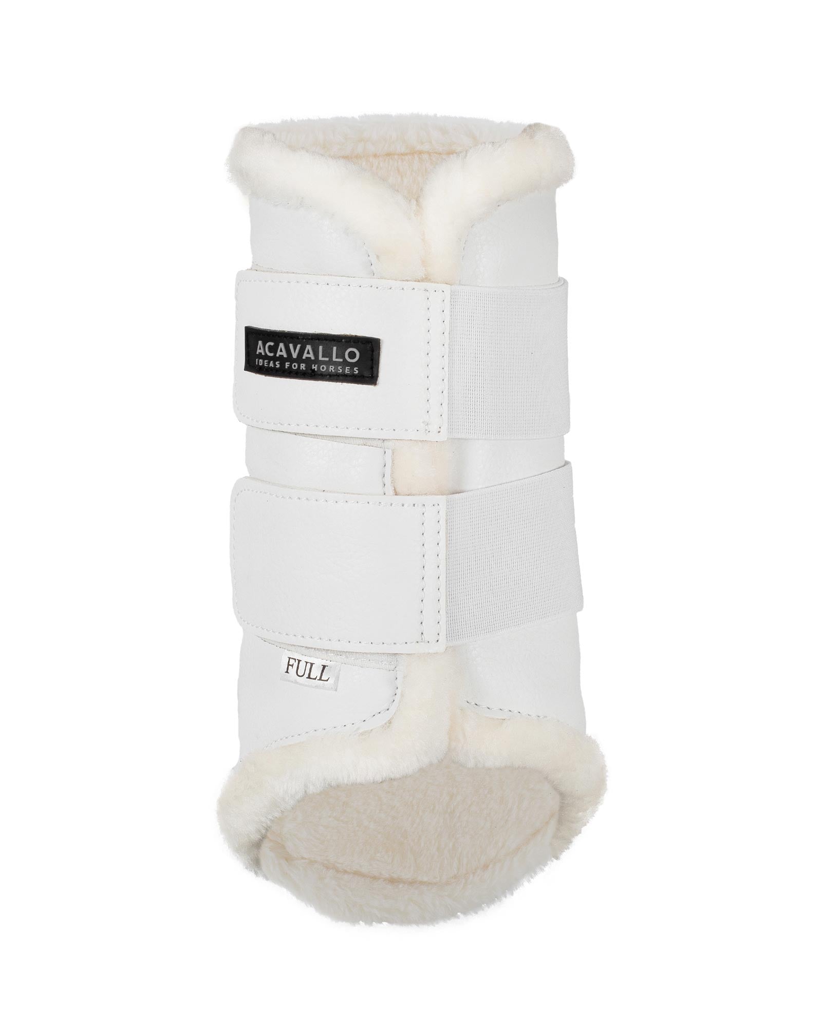 Acavallo Front Brushing Boots Faux Sheepskin & Hook-And-Loop Closure White