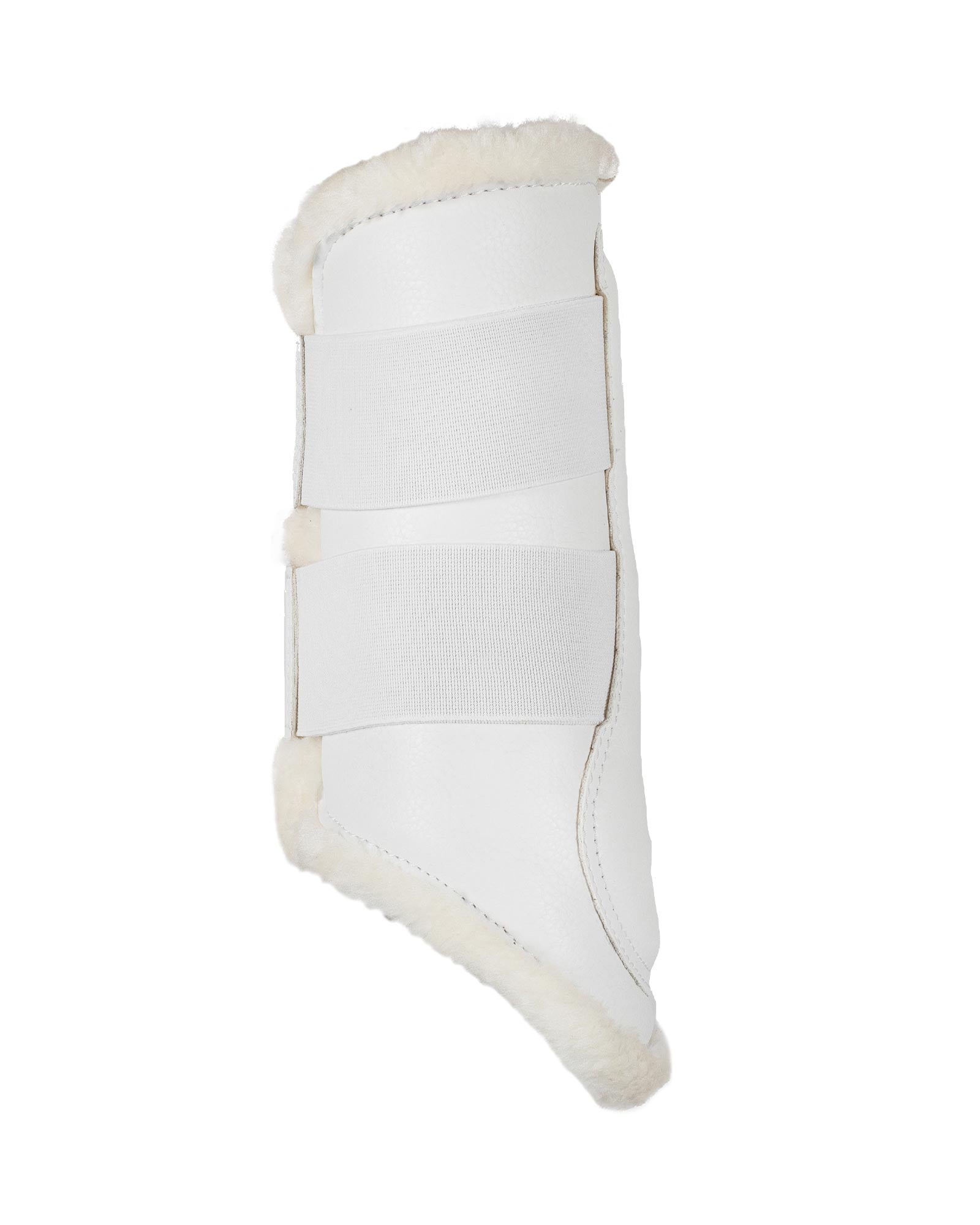 Acavallo Front Brushing Boots Faux Sheepskin & Hook-And-Loop Closure White