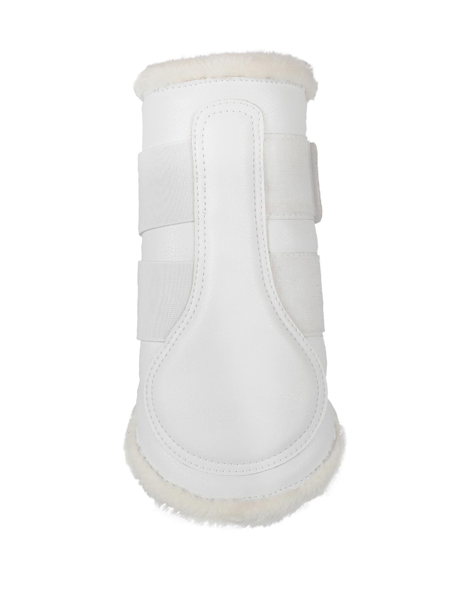 Acavallo Front Brushing Boots Faux Sheepskin & Hook-And-Loop Closure White