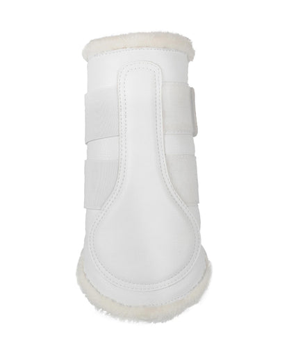 Acavallo Front Brushing Boots Faux Sheepskin & Hook-And-Loop Closure White