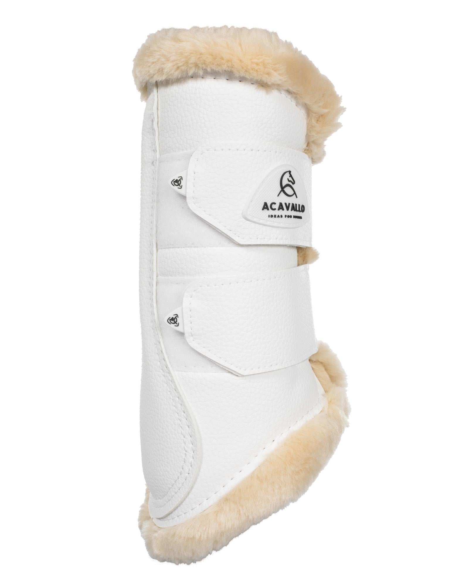 Acavallo Front Brushing Boots Eco-Leather & Faux Sheepskin White