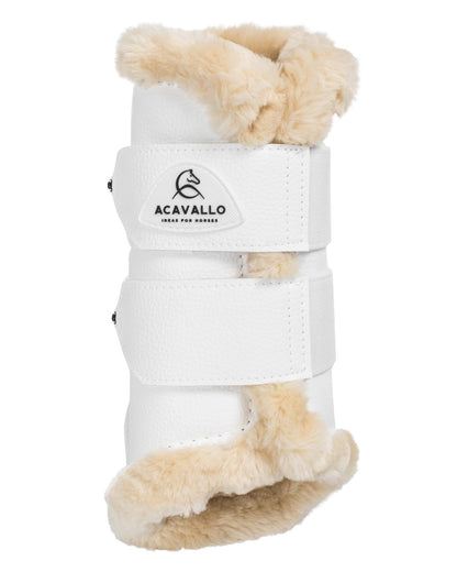 Acavallo Front Brushing Boots Eco-Leather & Faux Sheepskin White