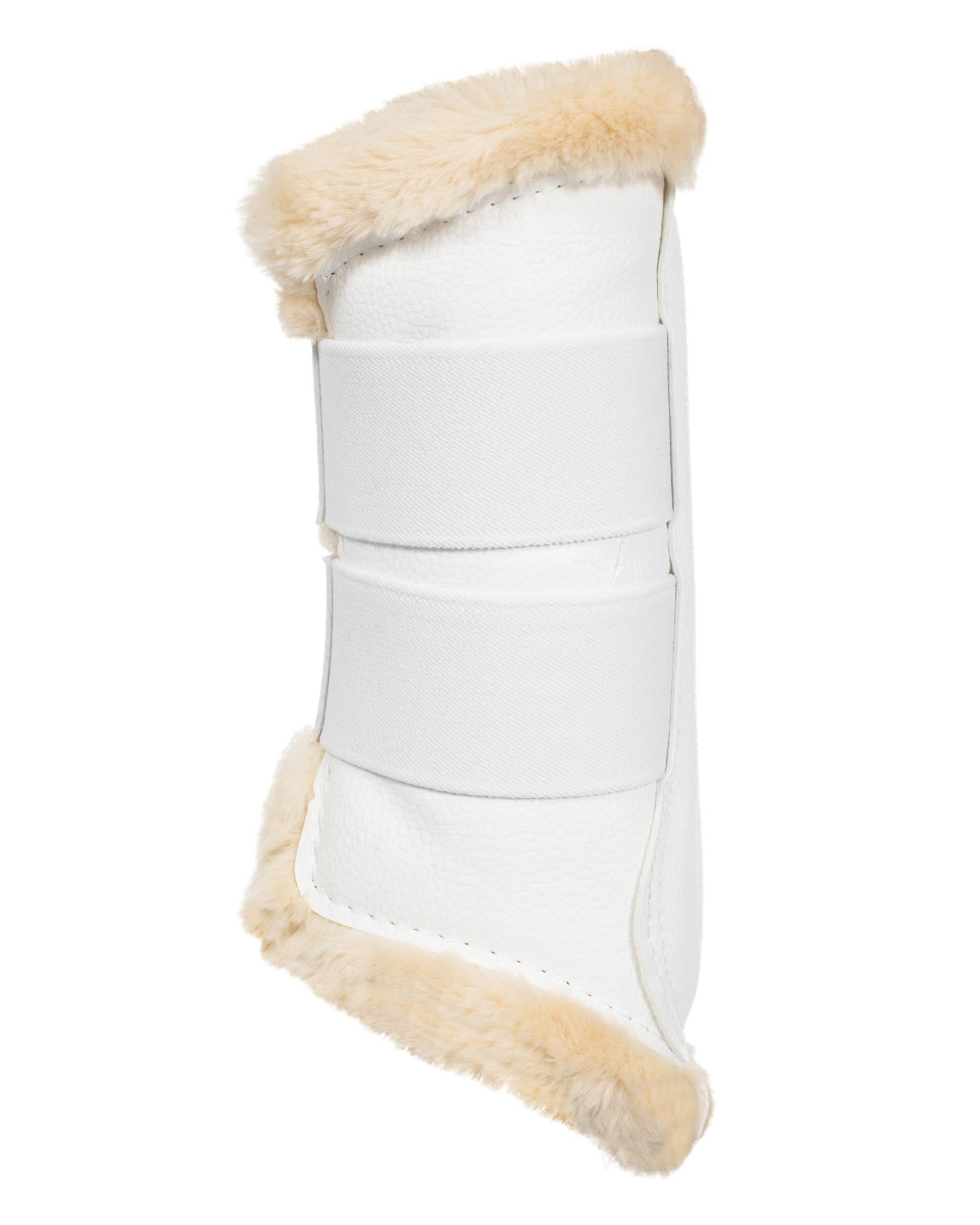 Acavallo Front Brushing Boots Eco-Leather & Faux Sheepskin White