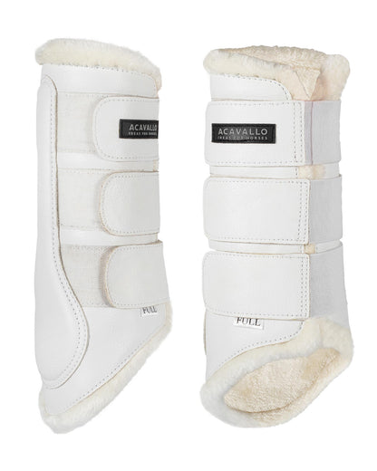 Acavallo Hind Brushing Boots Faux Sheepskin & Triple Hook-And-Loop Closure White
