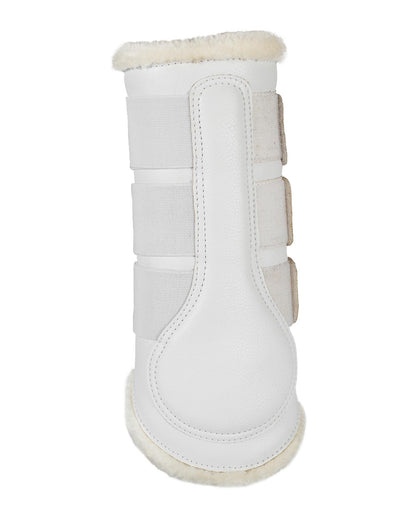 Acavallo Hind Brushing Boots Faux Sheepskin & Triple Hook-And-Loop Closure White