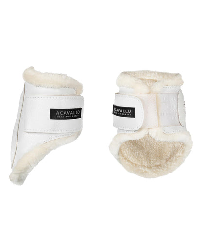 Acavallo Jumping Fetlock Boots Faux Sheepskin & Hook-And-Loop Closure White