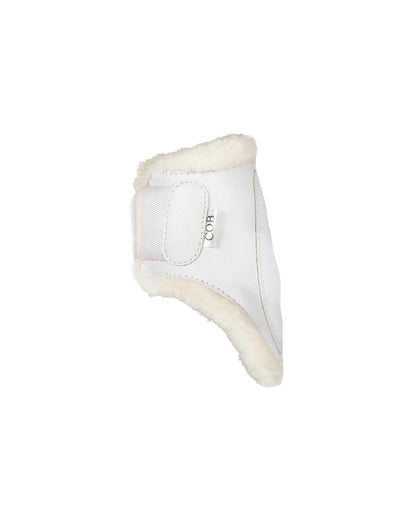 Acavallo Jumping Fetlock Boots Faux Sheepskin & Hook-And-Loop Closure White