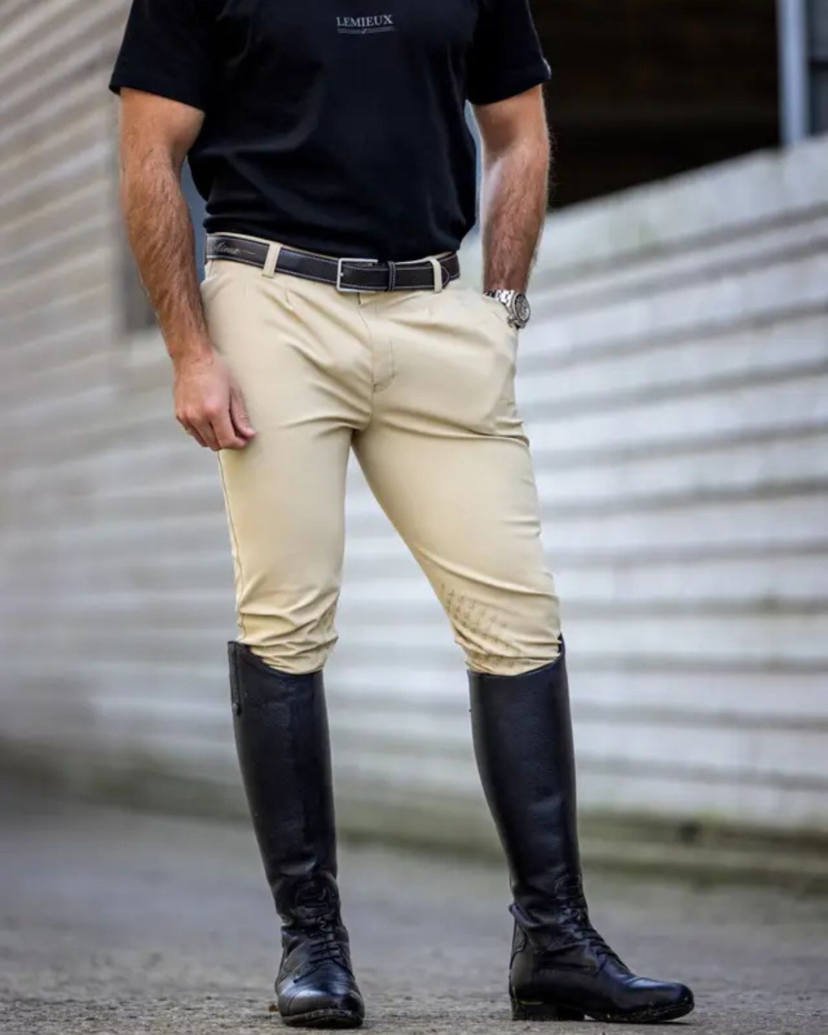 LEMIEUX Mens Elite Classic Pleated Beige Breeches: Stylish riding apparel for men. Equiflair store.