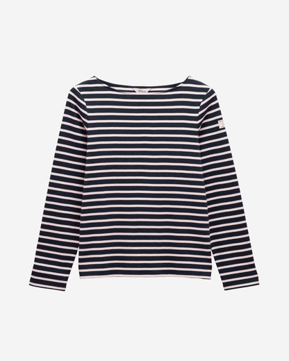 Joules Harbour Navy & White Boat Neck Long Sleeve Breton Stripe Top