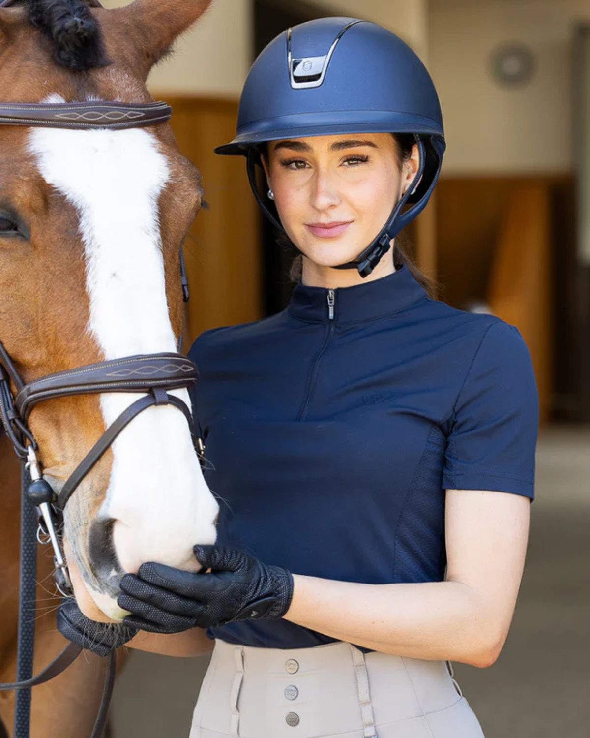 Woof Wear Navy Riding Shirt. Equestrian apparel, Short Sleeve Tech Top by Equiflair.