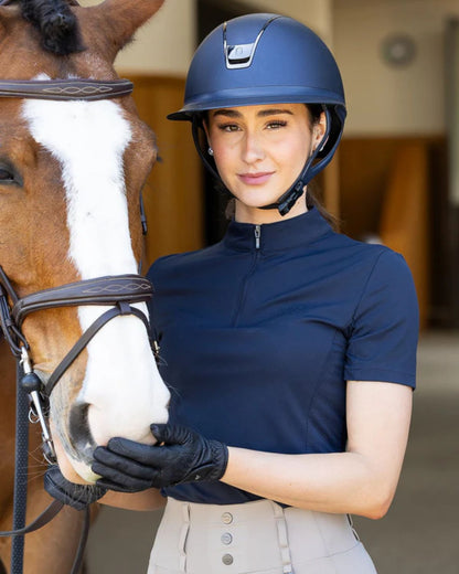 Woof Wear Navy Riding Shirt. Equestrian apparel, Short Sleeve Tech Top by Equiflair.