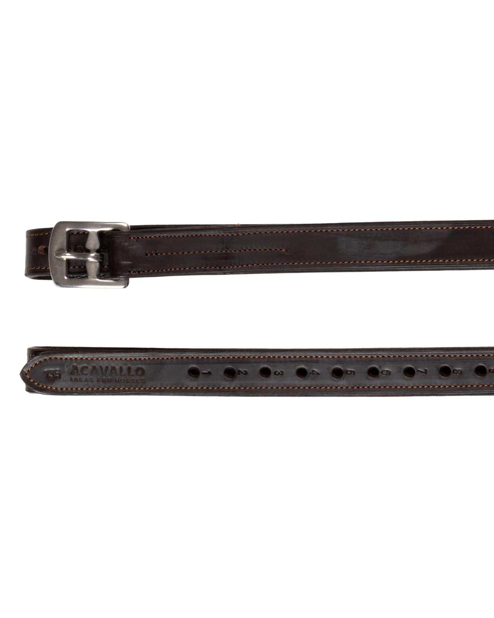 Acavallo Calfskin Stirrup Leathers Internal Reinforcement Dark Brown