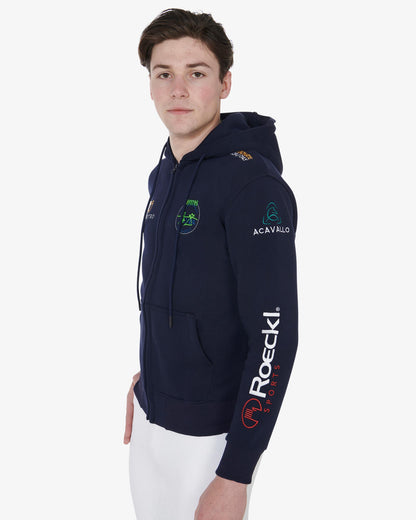 Equestro Men's Sweatshirt With Multi Logo Hood Navy