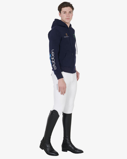 Equestro Men's Sweatshirt With Multi Logo Hood Navy