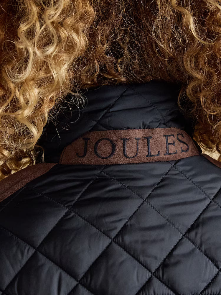 Joules Braemar Luxe Navy Blue Showerproof Diamond Quilted Coat