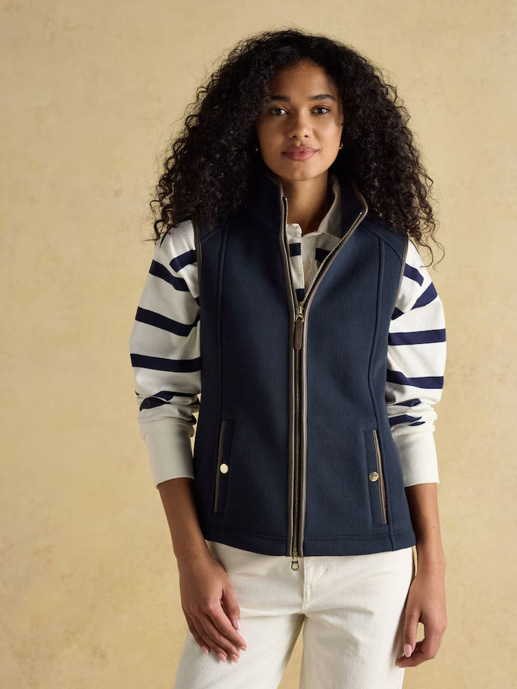 Joules Heritage Navy Blue Fleece Gilet - Women's Vest, Country Style, Polar Fleece - Equiflair