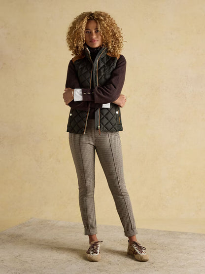 Joules Braemar Luxe Khaki Green Showerproof Diamond Quilted Gilet
