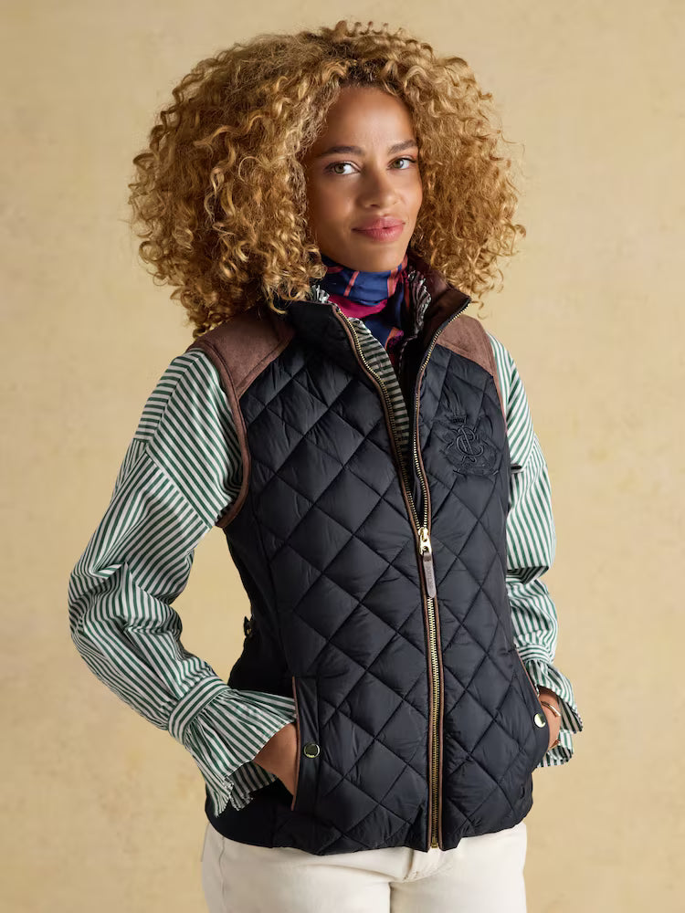 Joules Braemar Luxe Navy Blue Showerproof Diamond Quilted Gilet